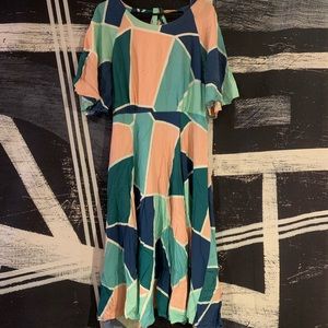 Geometric, fit and flare dress